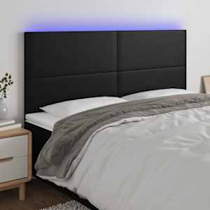 Čelo postele s LED černé 180x5x118/128 cm umělá kůže - obrázek 1