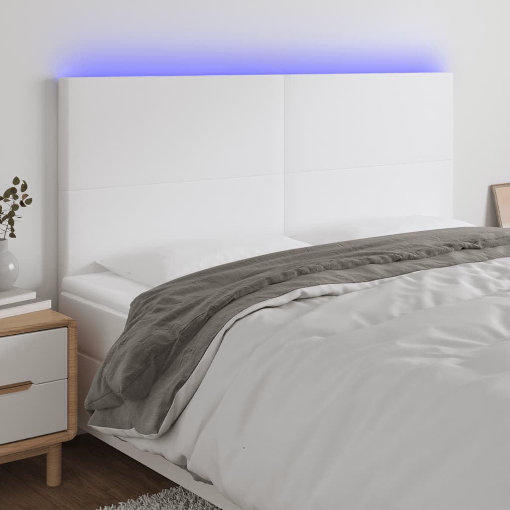 Čelo postele s LED bílé 180x5x118/128 cm umělá kůže