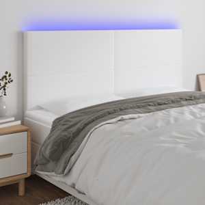 Čelo postele s LED bílé 180x5x118/128 cm umělá kůže - obrázek 1