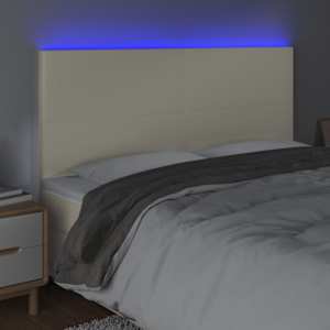 Čelo postele s LED krémové 180x5x118/128 cm umělá kůže - obrázek 3