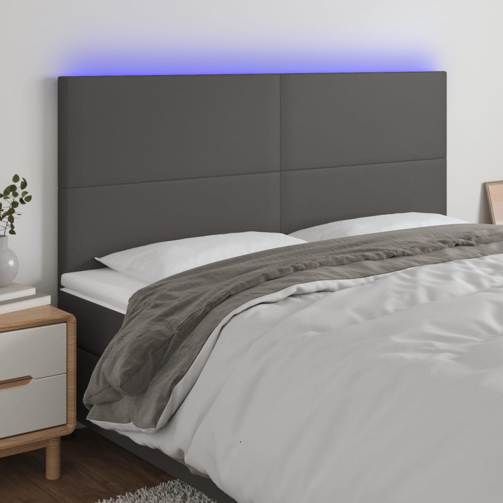 Čelo postele s LED šedé 180x5x118/128 cm umělá kůže
