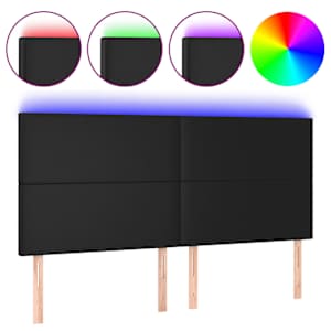 vidaXL LED-voodipeats, must, 200x5x118/128 cm, kunstnahk