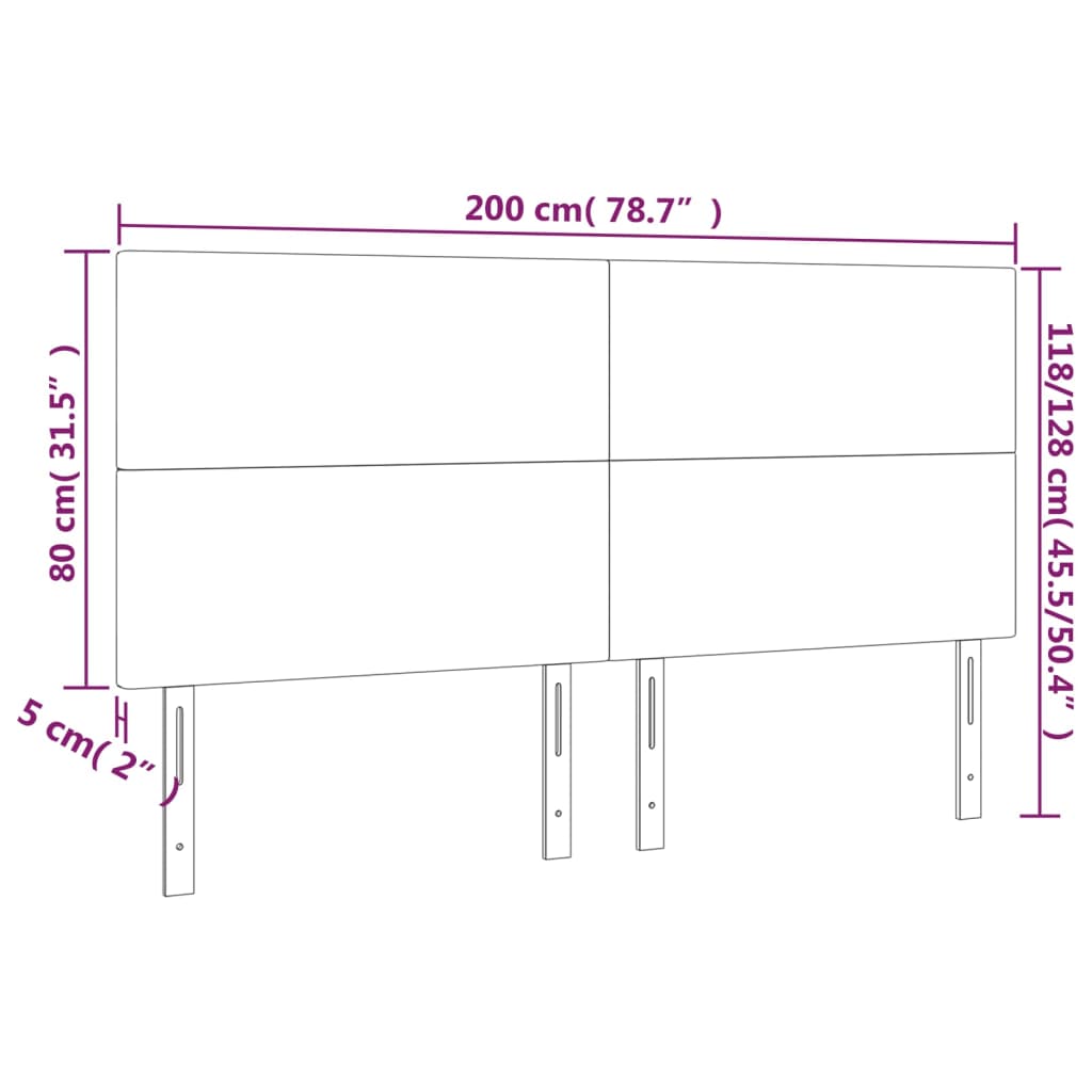 fekete műbőr LED-es fejtámla 200x5x118/128 cm