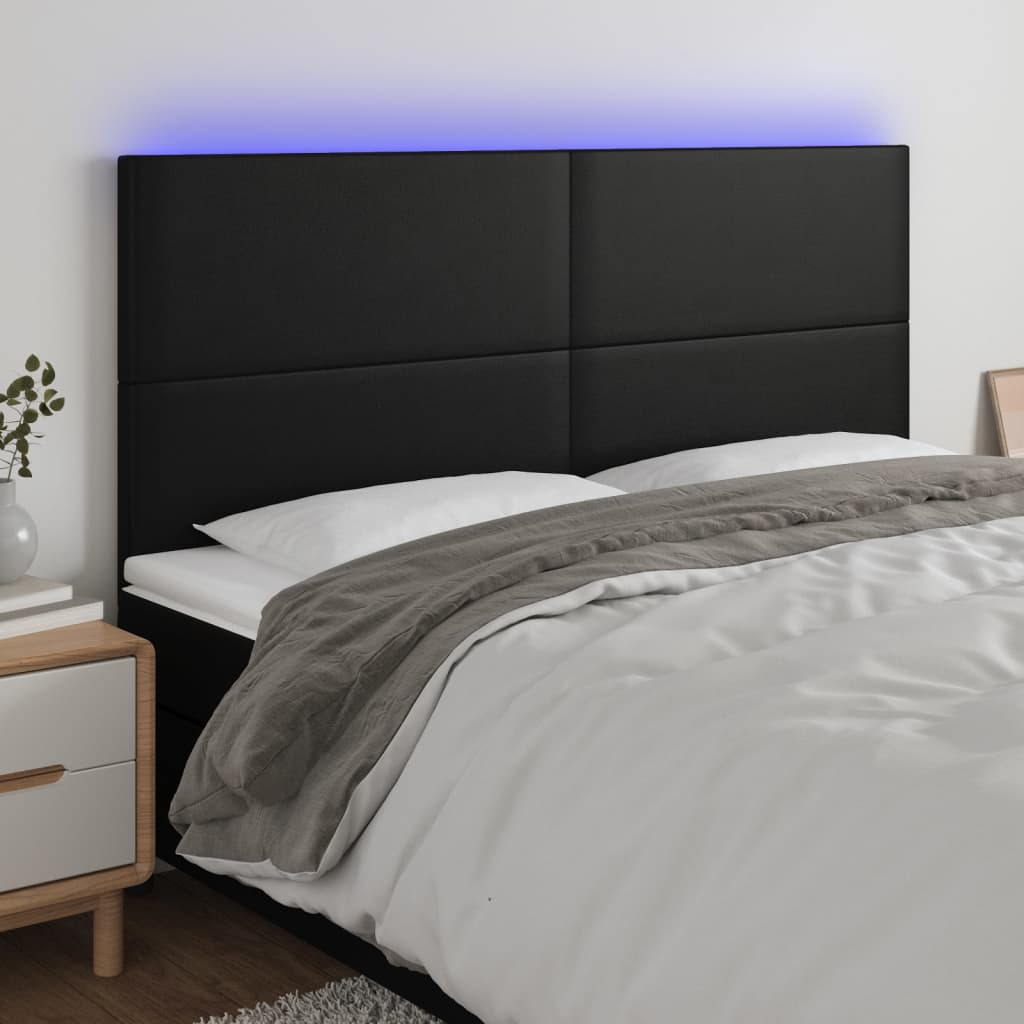 Čelo postele s LED černé 200x5x118/128 cm umělá kůže