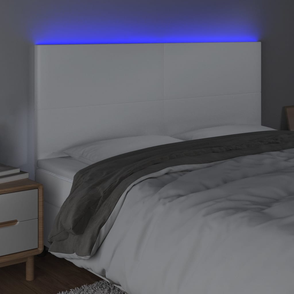 Thumbnail - vidaXL LED Kopfteil Weiß 200x5x118/128 cm Kunstleder