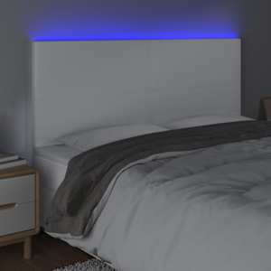 Čelo postele s LED bílé 200x5x118/128 cm umělá kůže - obrázek 3