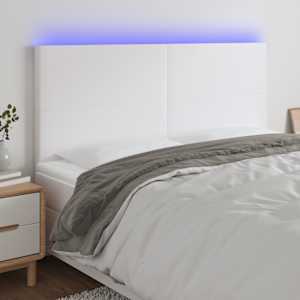 Čelo postele s LED bílé 200x5x118/128 cm umělá kůže - obrázek 1