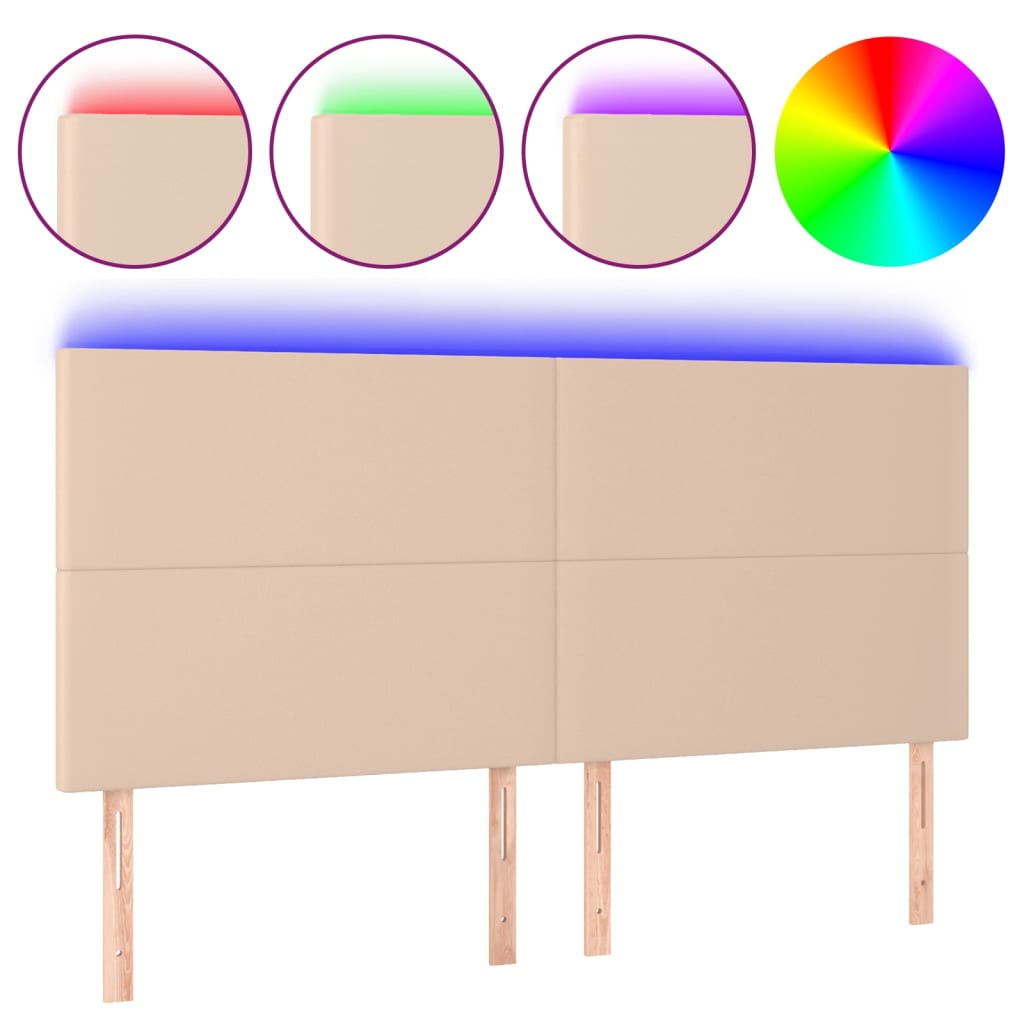 Thumbnail - vidaXL LED Kopfteil Cappuccino-Braun 200x5x118/128cm Kunstleder