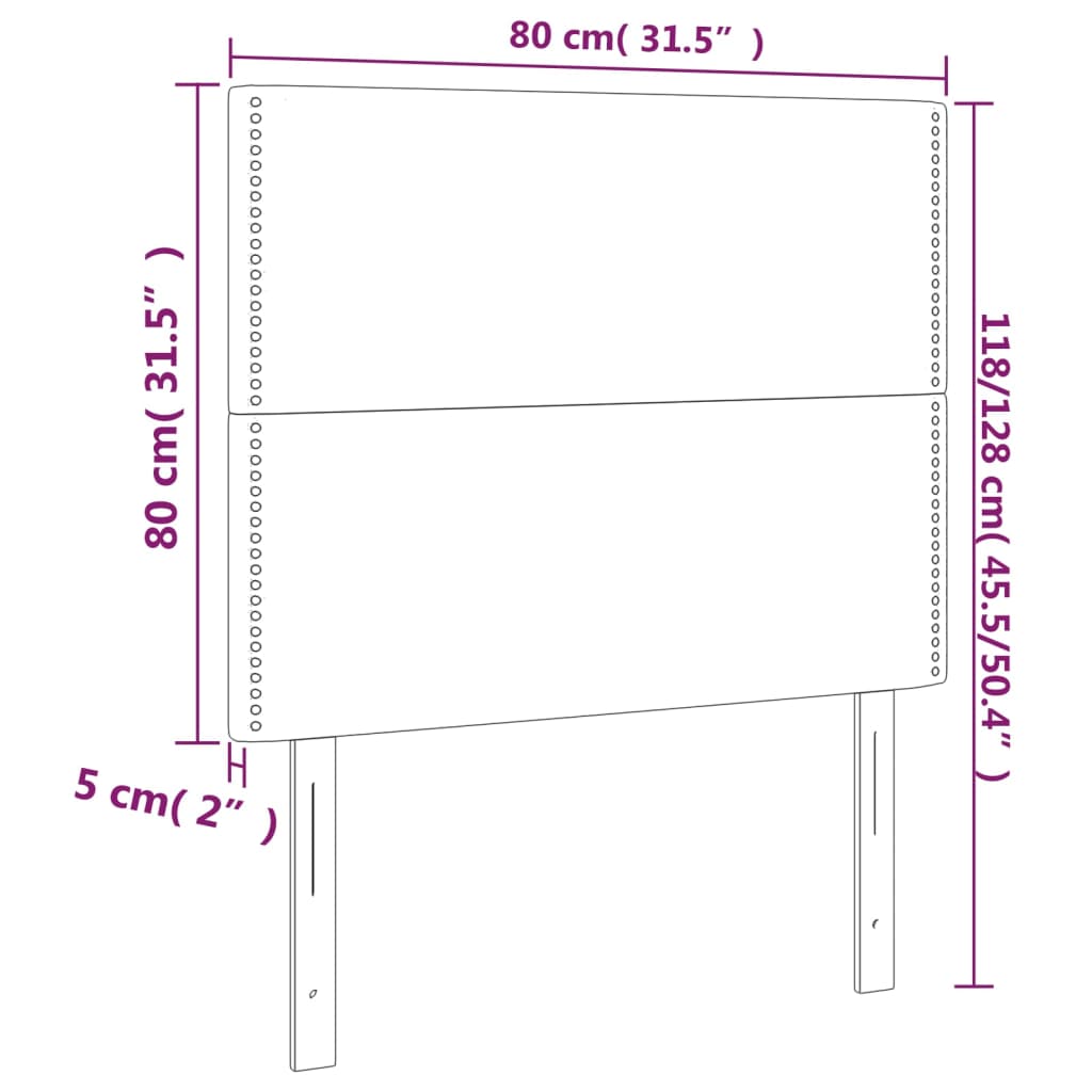 LED posteljno vzglavje temno rjavo 80x5x118/128 cm blago