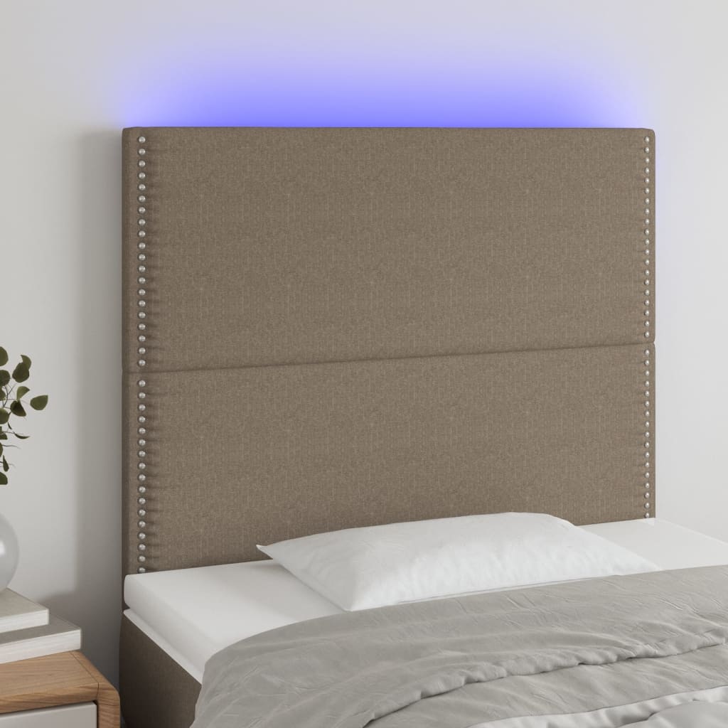 vidaXL TÄƒblie de pat cu LED, gri taupe, 80x5x118/128 cm, textil