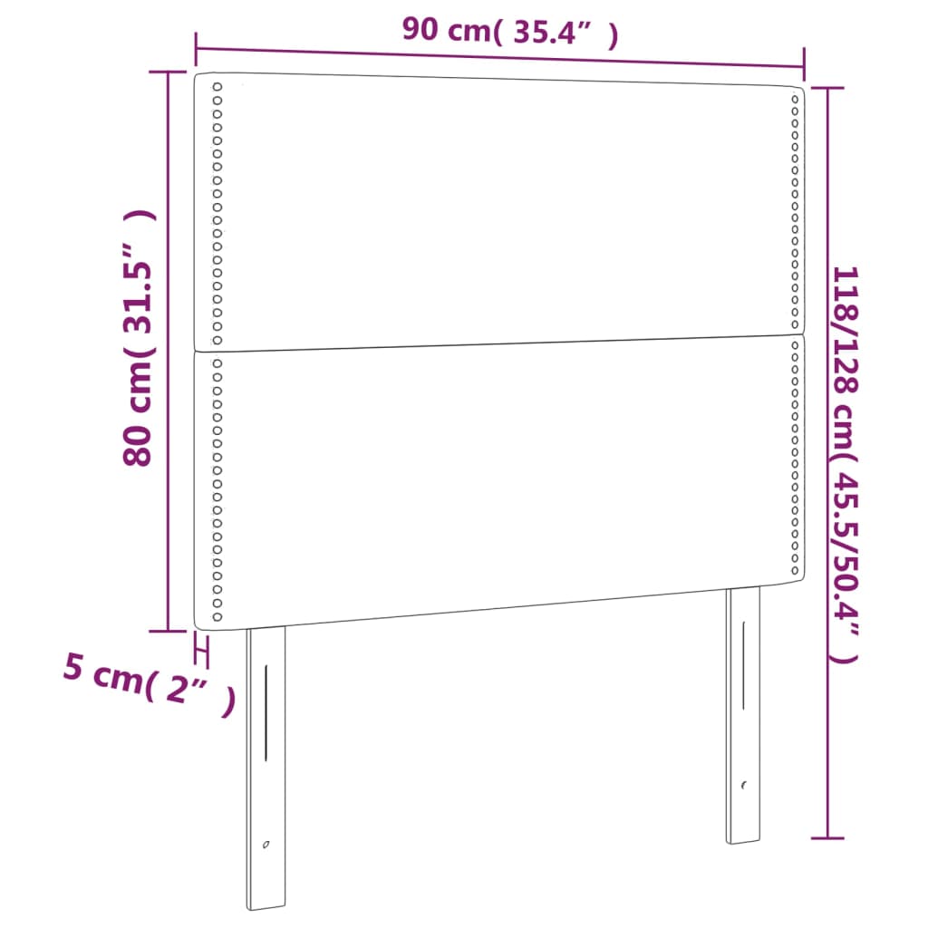 fekete szövet LED-es fejtámla 90x5x118/128 cm