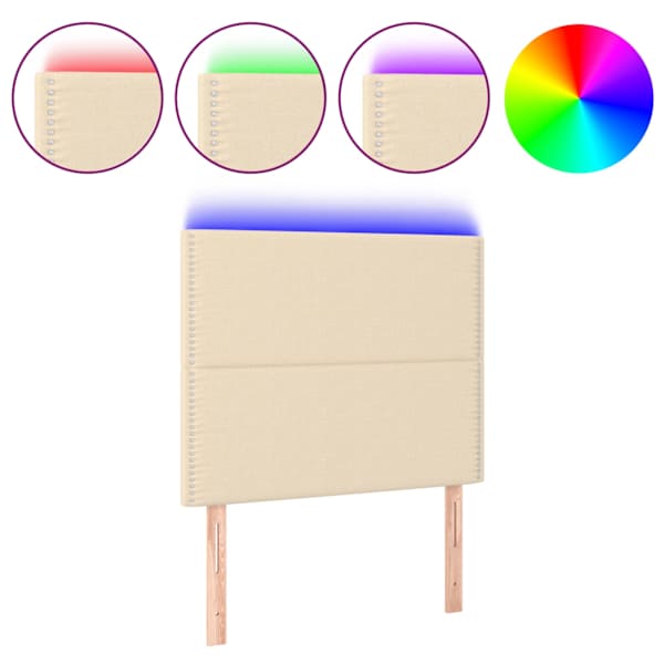 vidaXL LED-voodipeats, kreemjas, 90x5x118/128 cm, kangas