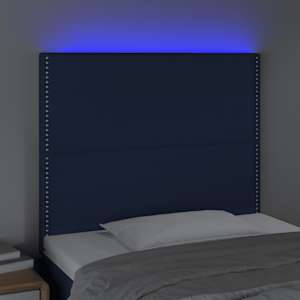 Čelo postele s LED modré 90x5x118/128 cm textil - obrázek 3