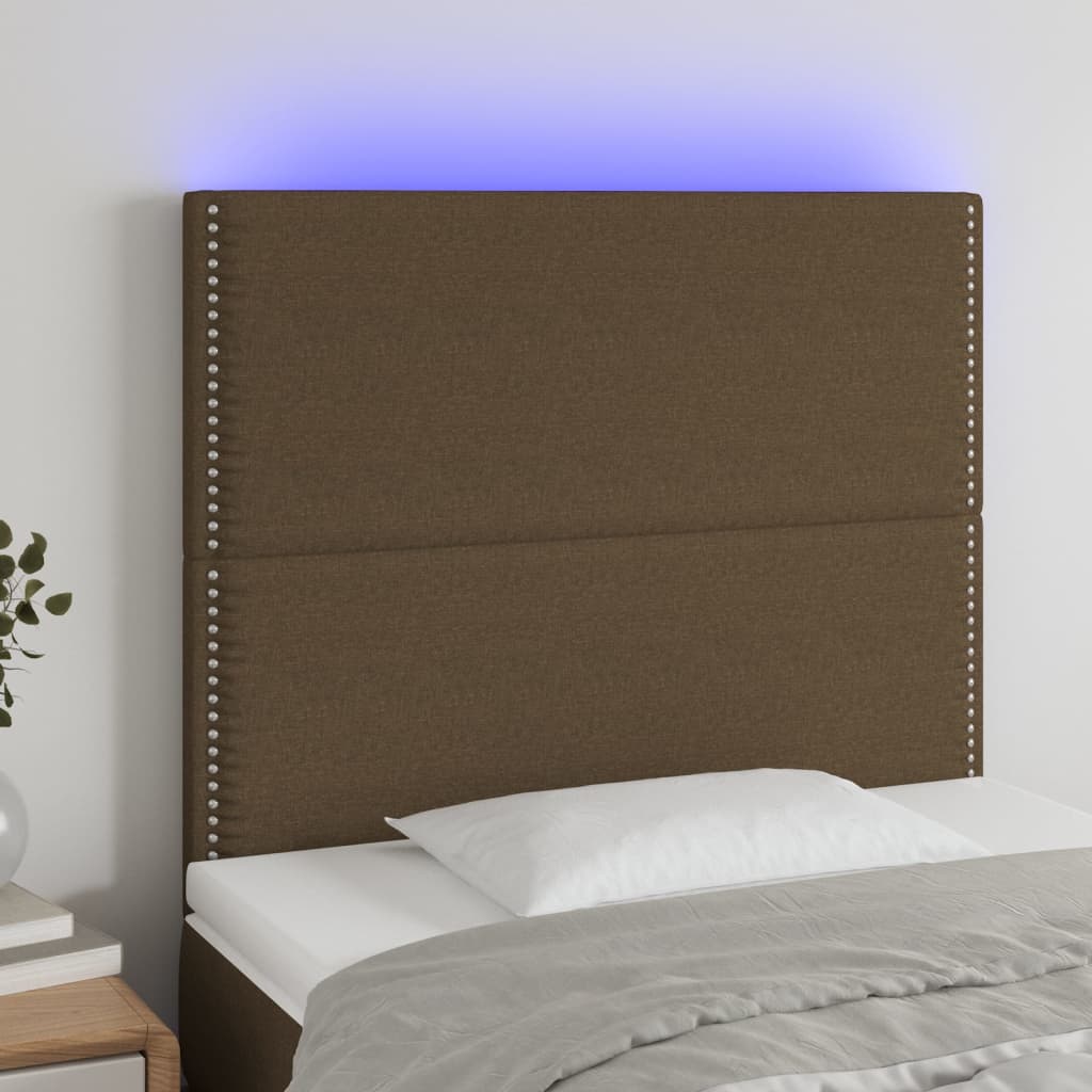 Vidaxl Tablie De Pat Cu Led, Maro Inchis, 100x5x118/128 Cm, Textil