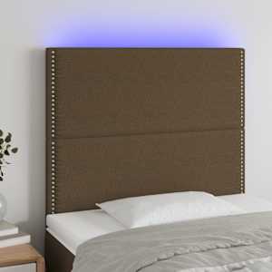 Čelo postele s LED tmavě hnědé 100x5x118/128 cm textil - obrázek 1