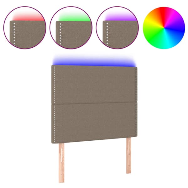 vidaXL LED-voodipeats, pruunikashall, 100x5x118/128 cm, kangas