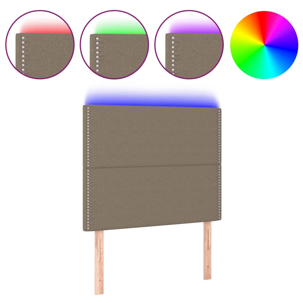 vidaXL Čelo postele s LED taupe 100x5x118/128 cm textil
