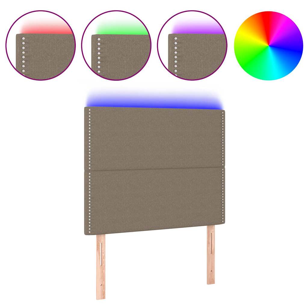 vidaXL Hoofdbord LED 100x5x118/128 cm stof taupe, foto 3