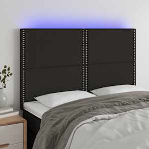 LED posteljno vzglavje črno 144x5x118/128 cm blago