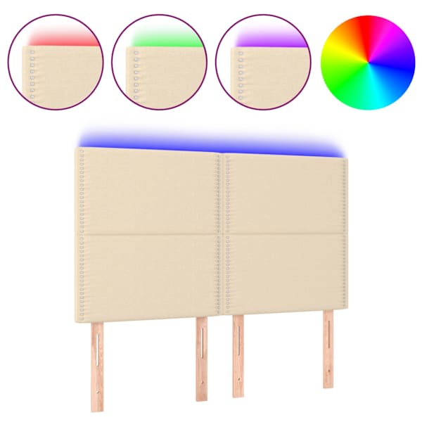 vidaXL LED-voodipeats, kreemjas, 144x5x118/128 cm, kangas