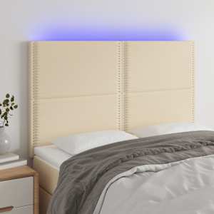 Čelo postele s LED krémové 144x5x118/128 cm textil - obrázek 1