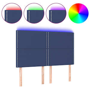 Čelo postele s LED modré 144x5x118/128 cm textil - obrázek 2