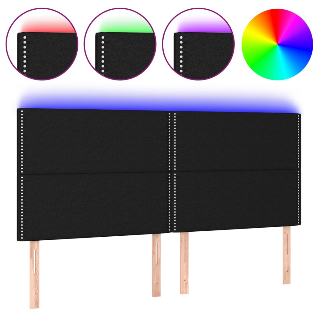 vidaXL Čelo postele s LED černé 160x5x118/128 cm textil