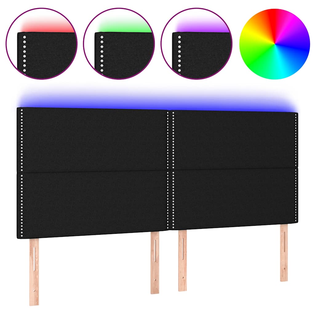 vidaXL Čelo postele s LED černé 160x5x118/128 cm textil