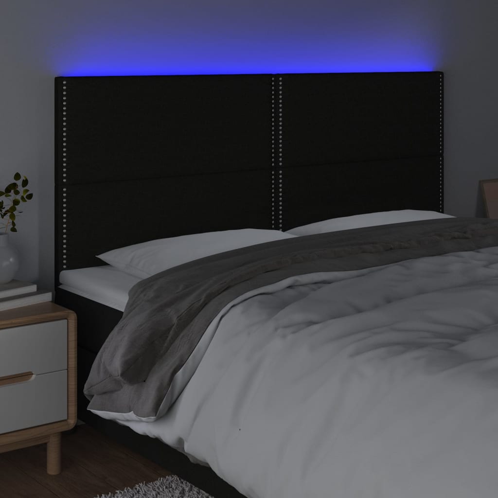 vidaXL Hoofdbord LED 160x5x118/128 cm stof zwart afbeelding
