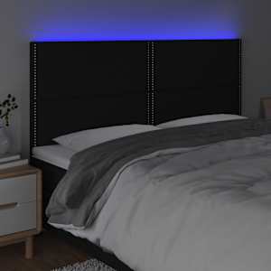 Čelo postele s LED černé 160x5x118/128 cm textil - obrázek 3