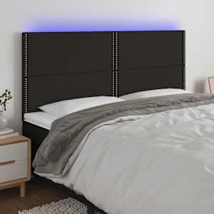 LED posteljno vzglavje črno 160x5x118/128 cm blago