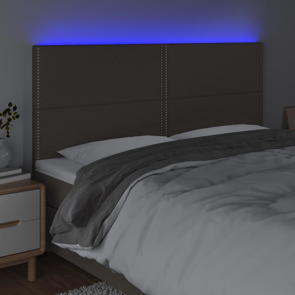 vidaXL Hoofdbord LED 160x5x118/128 cm stof taupe afbeelding