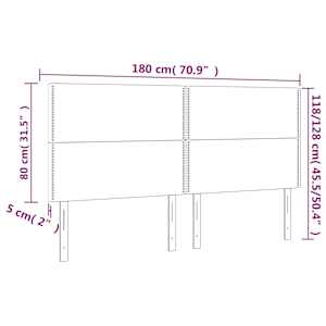 Čelo postele s LED světle šedé 180x5x118/128 cm textil - obrázek 6