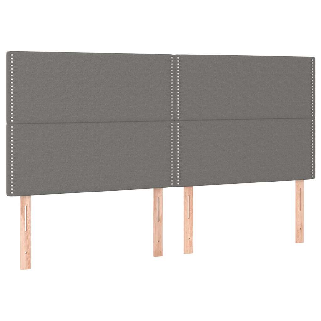 vidaXL Hoofdbord LED 180x5x118/128 cm stof donkergrijs grijs, foto 4