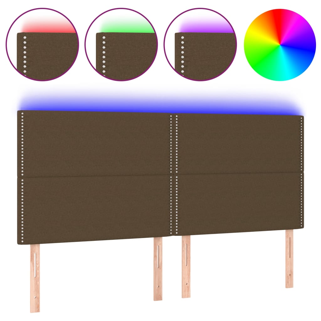 vidaXL Čelo postele s LED tmavě hnědé 180x5x118/128 cm textil
