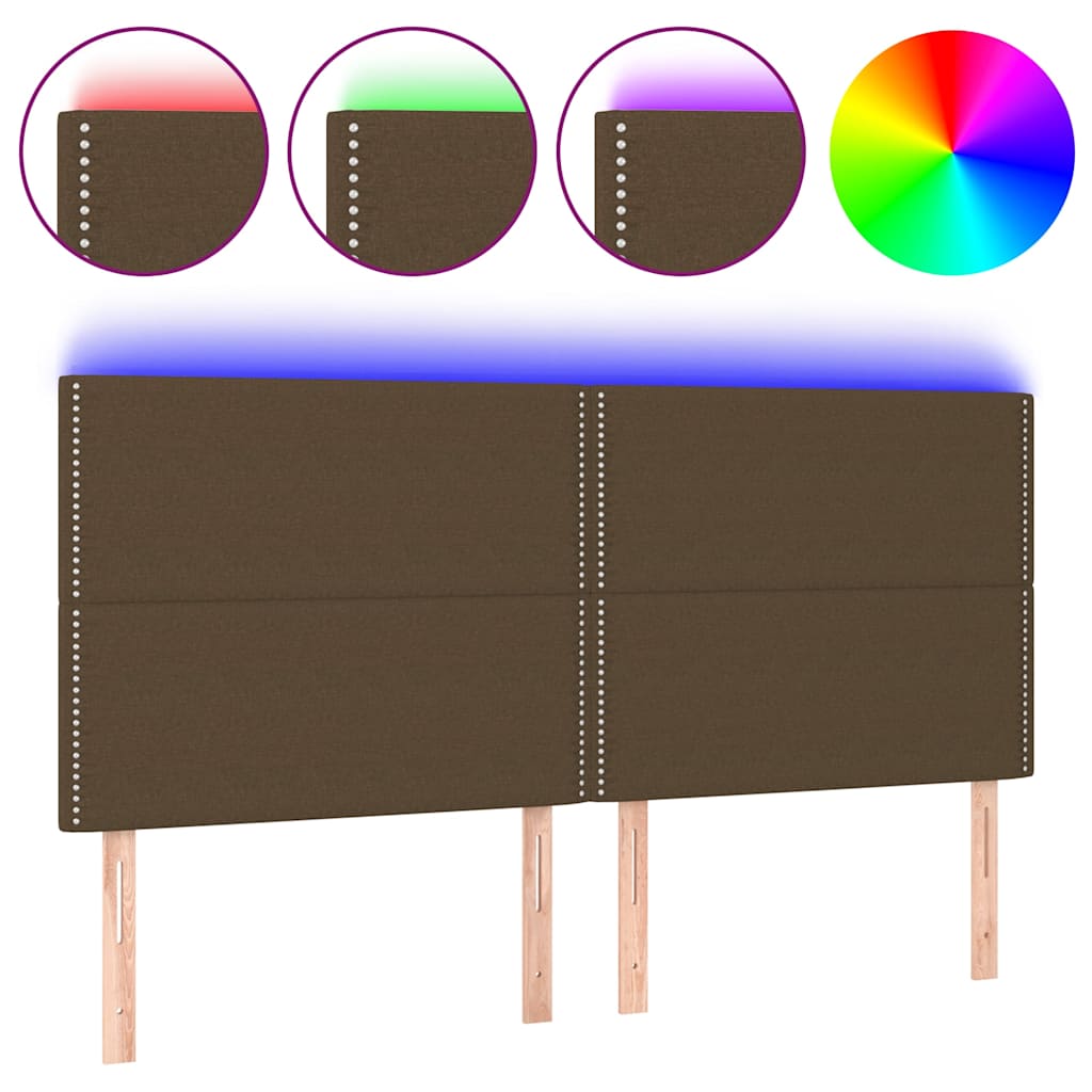 vidaXL Hoofdbord LED 180x5x118/128 cm stof donkerbruin bruin, foto 3