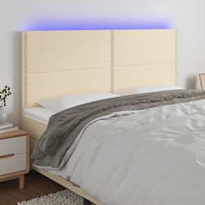 Čelo postele s LED krémové 180x5x118/128 cm textil - obrázek 1