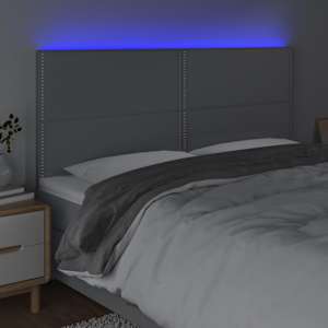 Čelo postele s LED světle šedé 200x5x118/128 cm textil - obrázek 3