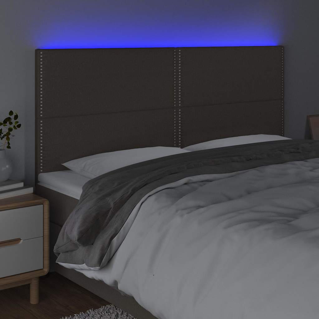 vidaXL Hoofdbord LED 200x5x118/128 cm stof taupe, foto 2
