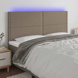 Čelo postele s LED taupe 200x5x118/128 cm textil - obrázek 1
