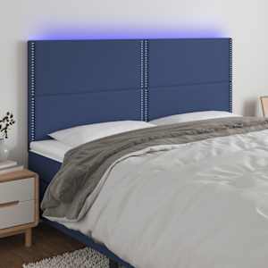 Čelo postele s LED modrá 200x5x118/128 cm textil - obrázek 1