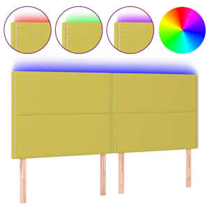 Čelo postele s LED zelená 200x5x118/128 cm textil - obrázek 2