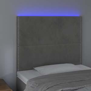 vidaXL T&ecirc;te de lit &agrave; LED Gris clair 80x5x118/128 cm Velours