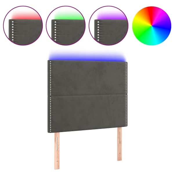 vidaXL LED-voodipeats, tumehall, 80x5x118/128 cm, samet