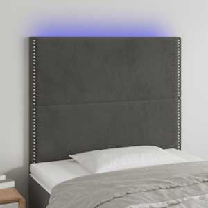 Čelo postele s LED tmavě šedé 80x5x118/128 cm samet - obrázek 1