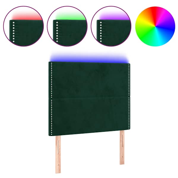 vidaXL LED-voodipeats, tumeroheline, 100x5x118/128 cm, samet