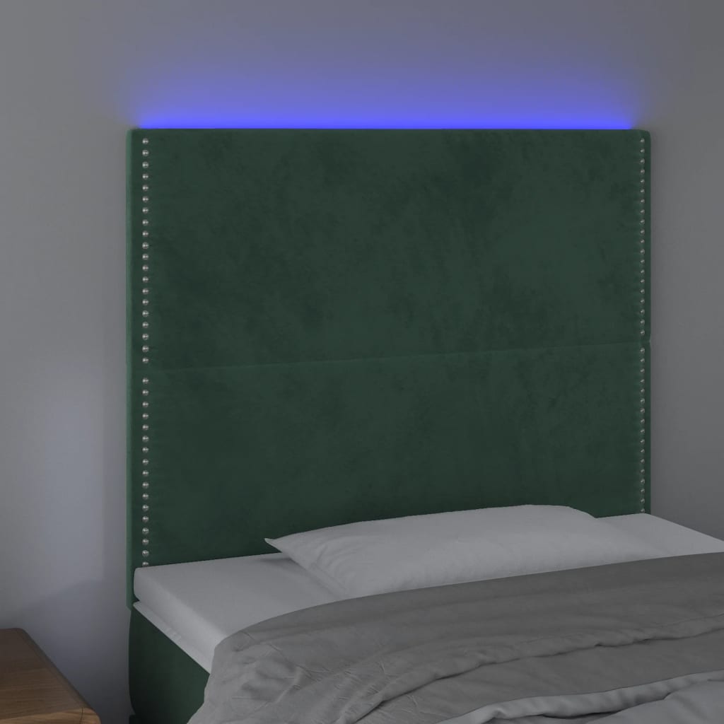 Thumbnail - vidaXL LED Kopfteil Dunkelgrün 100x5x118/128 cm Samt