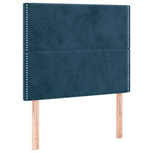 Čelo postele s LED tmavě modré 100x5x118/128 cm samet - obrázek 4