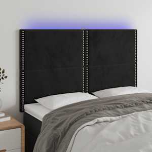 Čelo postele s LED černé 144x5x118/128 cm samet - obrázek 1