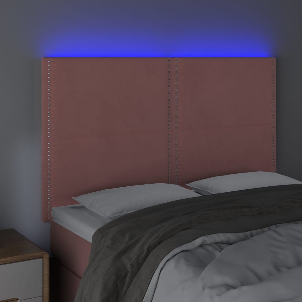 vidaXL Hoofdbord LED 144x5x118/128 cm fluweel zwart afbeelding